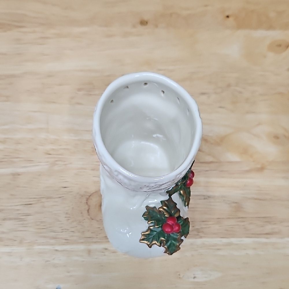 Festive Porcelain Boot with Holly Accents - Picture 7 of 8